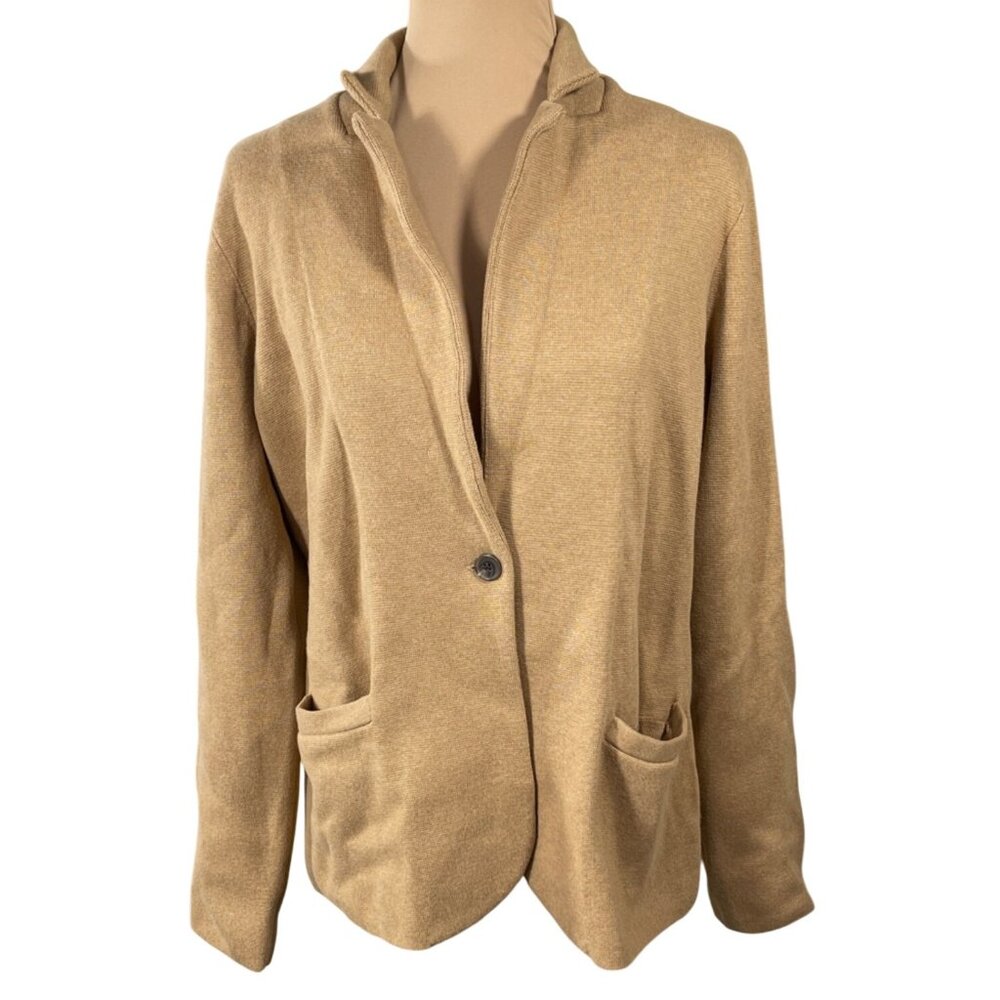 New J. Crew Factory Schoolboy Sweater Blazer Women's Size L Large Acorn Brown Ja